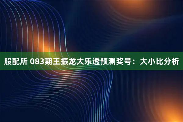 股配所 083期王振龙大乐透预测奖号：大小比分析
