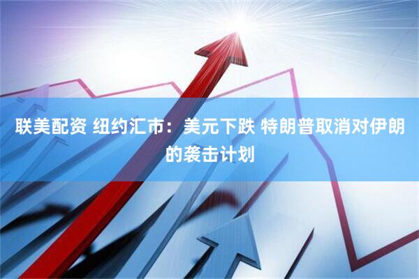 联美配资 纽约汇市：美元下跌 特朗普取消对伊朗的袭击计划