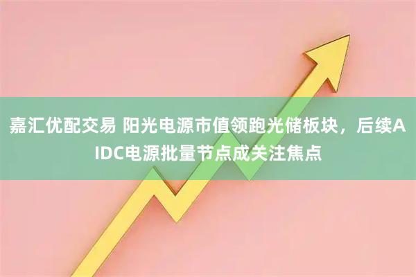 嘉汇优配交易 阳光电源市值领跑光储板块，后续AIDC电源批量节点成关注焦点